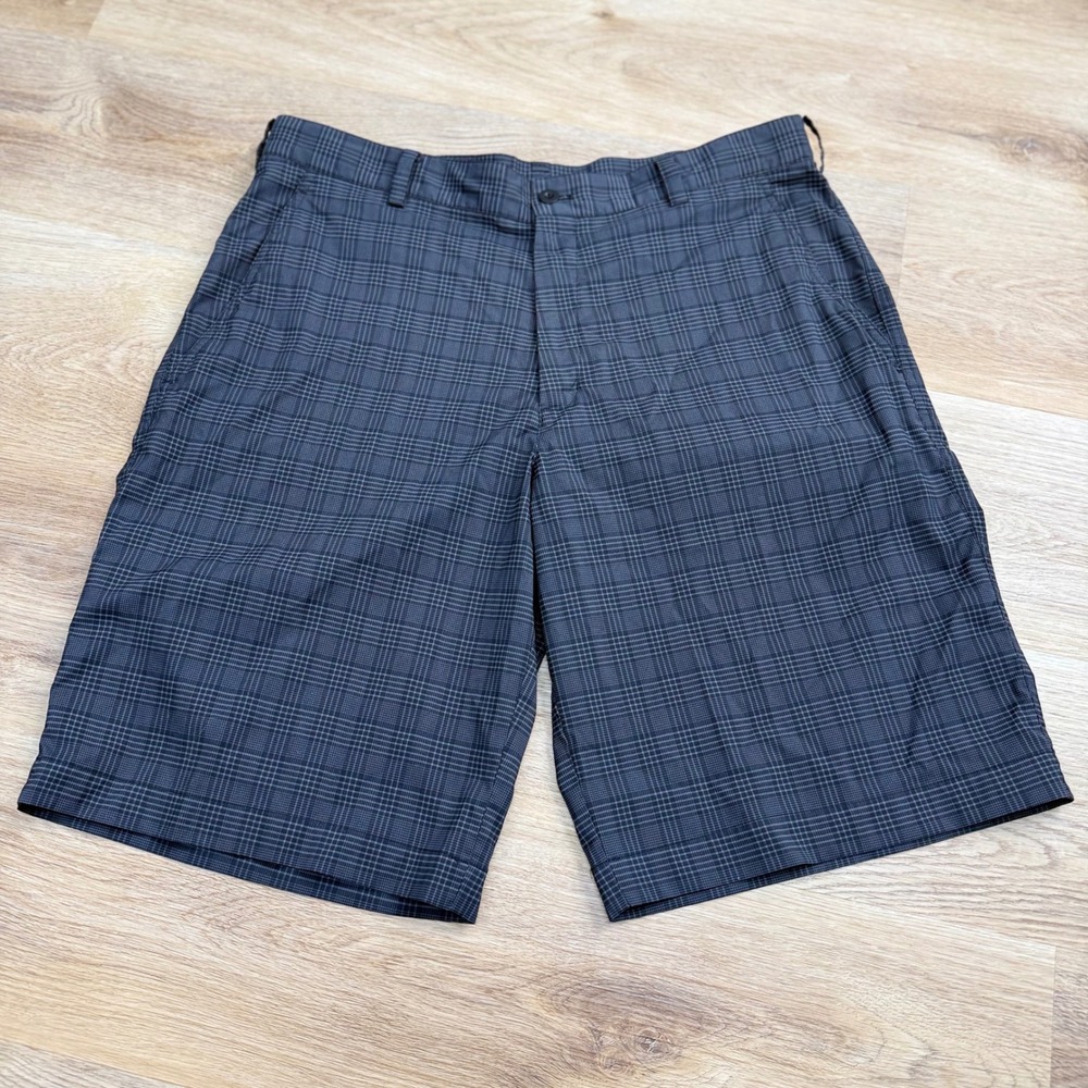 Nike Golf Plaid Dri-FIT Shorts Mens 34 Grey Outdoors Lightweight Performance